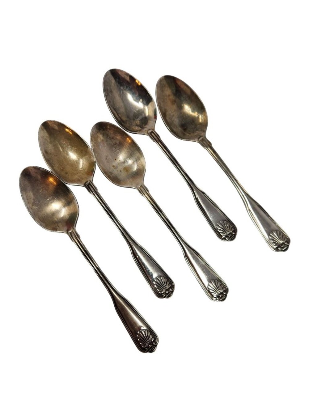 5 Vintage Oval Place Spoons COVENTRY SHELL Retroneu Silverplate‎